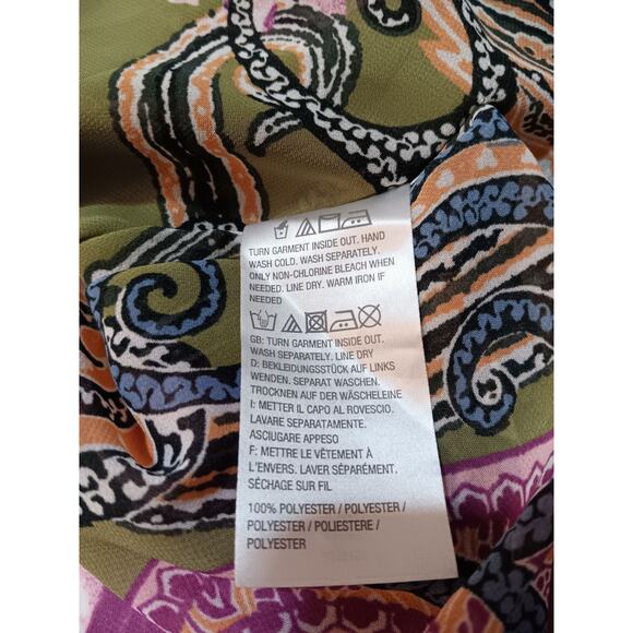 BOB MACKIE Kimono Artsy Floral Large Sheer Poncho Roses Paisley Dressy Green - Picture 5 of 10